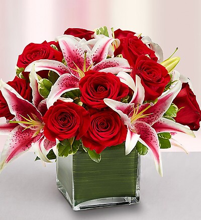 Modern Embrace&amp;trade; Red Rose and Lily Cube
